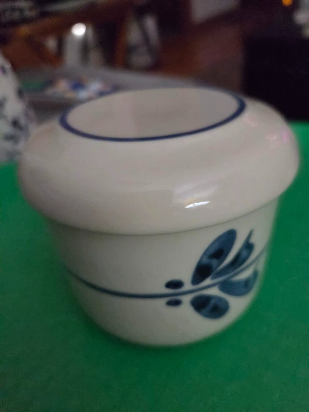 Tomasis Vermont butter bell floral blue signed